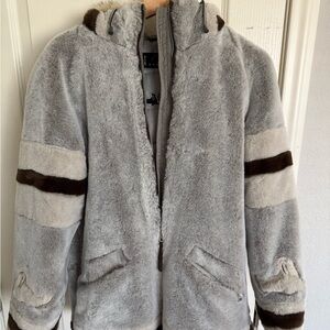 Bogner Gray Fur Jacket with Brown Accents